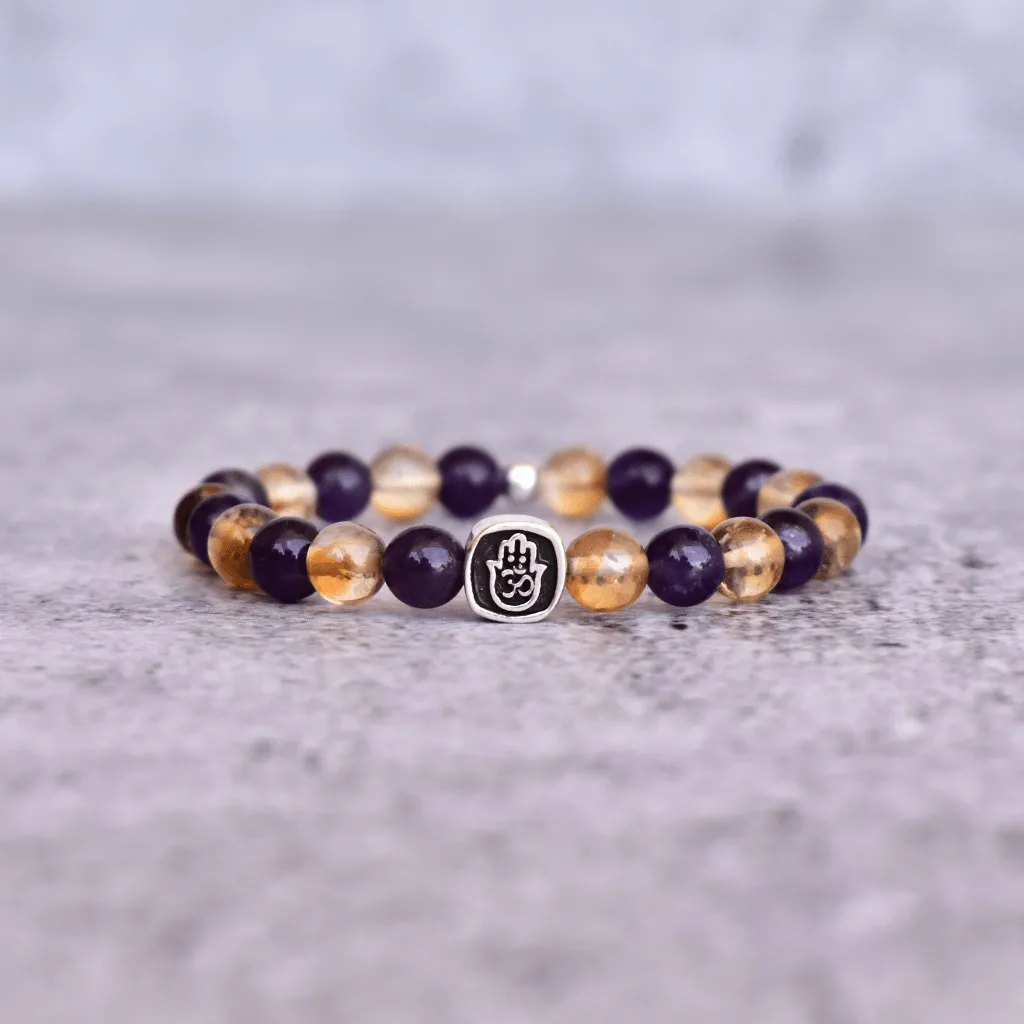 Hamsa Om- Citrine and Amethyst Bracelets