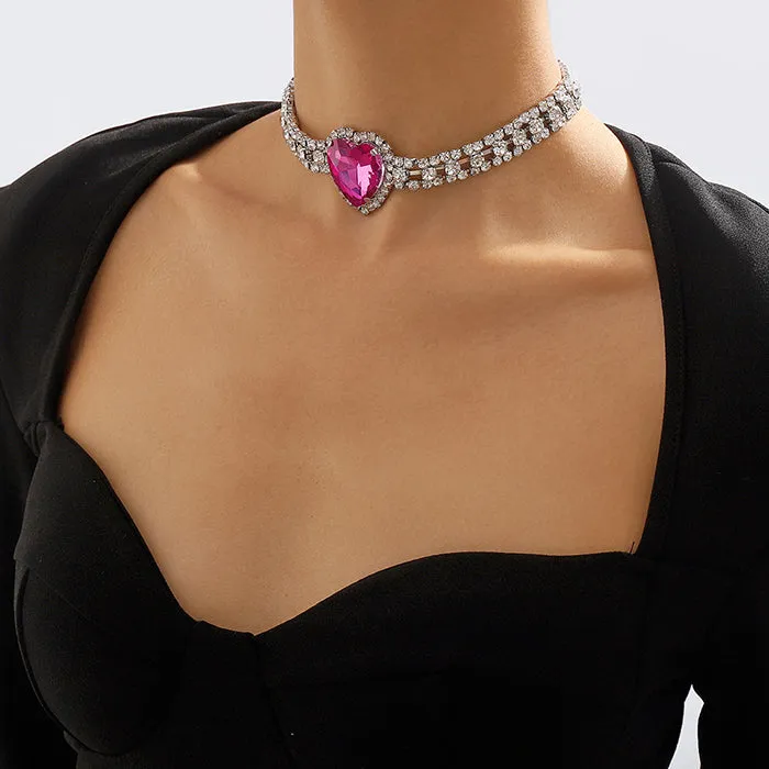 Heart Rhinestone Choker