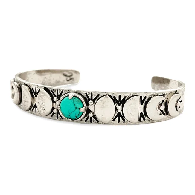 Hiouchi Moon Phases Cuff Bracelet | Turquoise | Gold   Silver