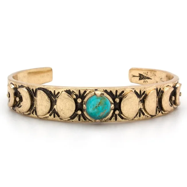 Hiouchi Moon Phases Cuff Bracelet | Turquoise | Gold   Silver