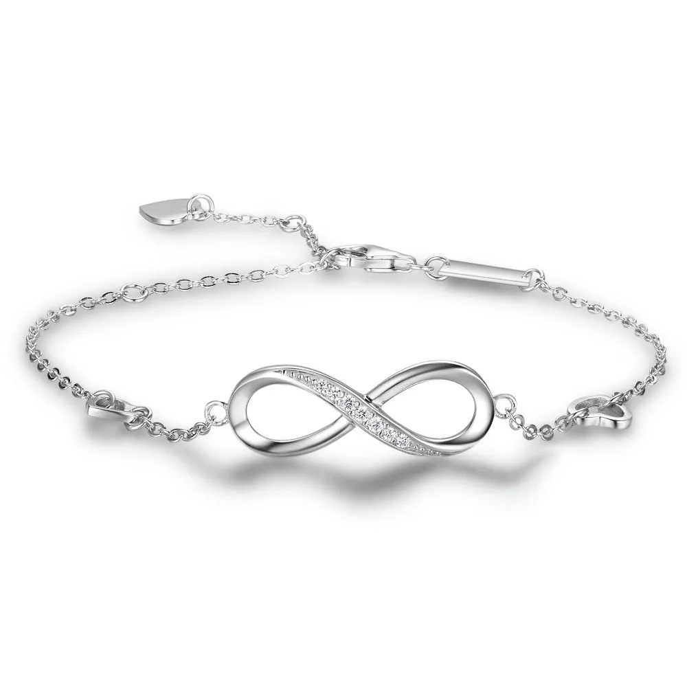 Infinite Love 925 Sterling Silver Bracelets For Women Wedding Adjustable Bracelets & Bangles Anniversary Gift Jewel