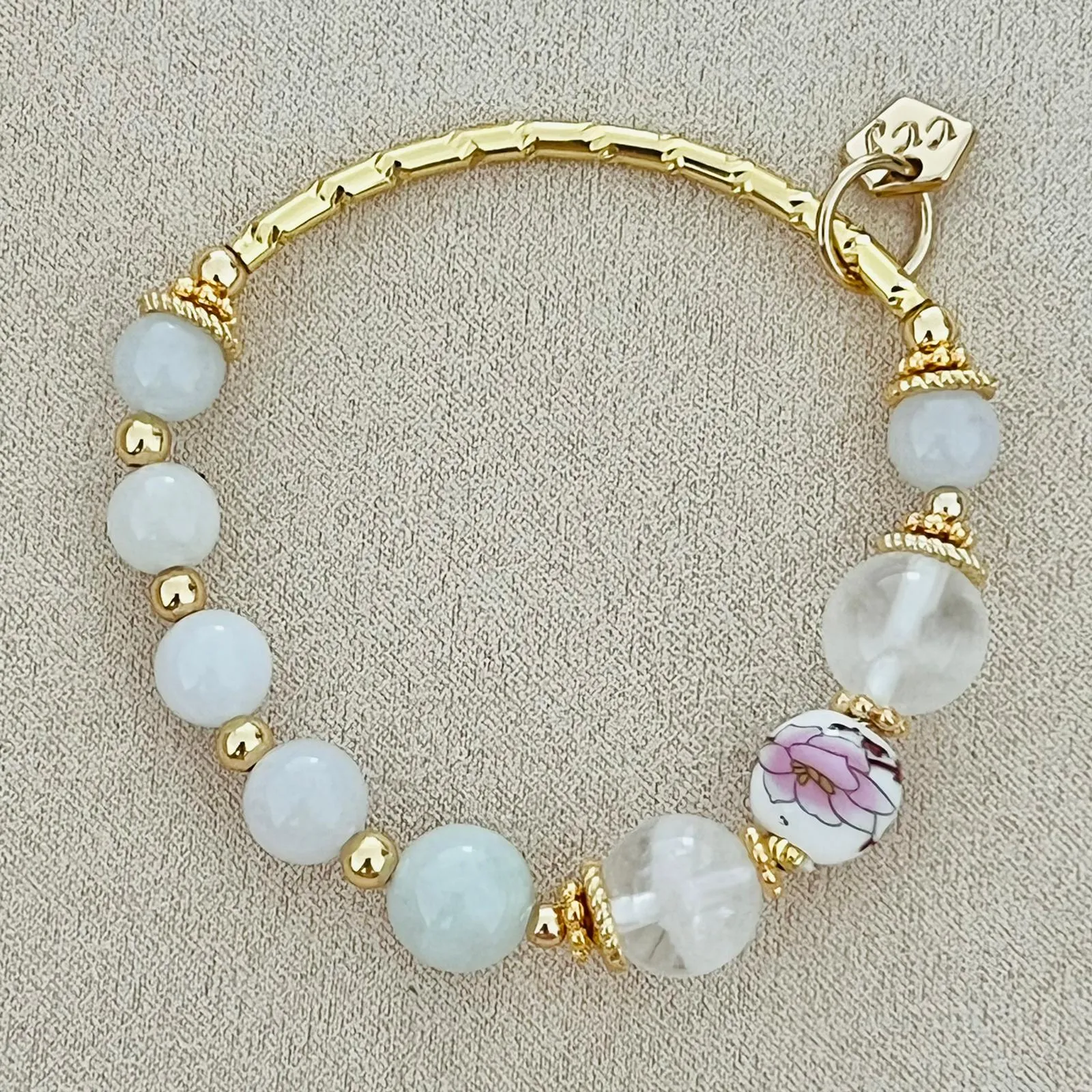 Jade & White Phantom Quartz Bracelet