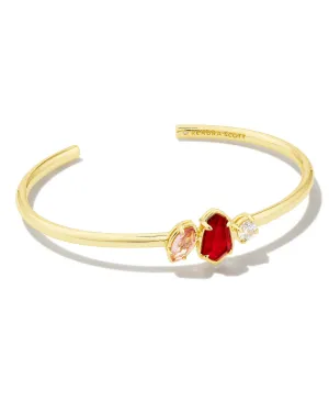 Kendra Scott Alexandria Gold Neutral Cranberry Cuff Bracelet Size S/M