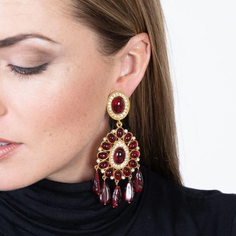 Kenneth Jay Lane Ruby Glass Earrings