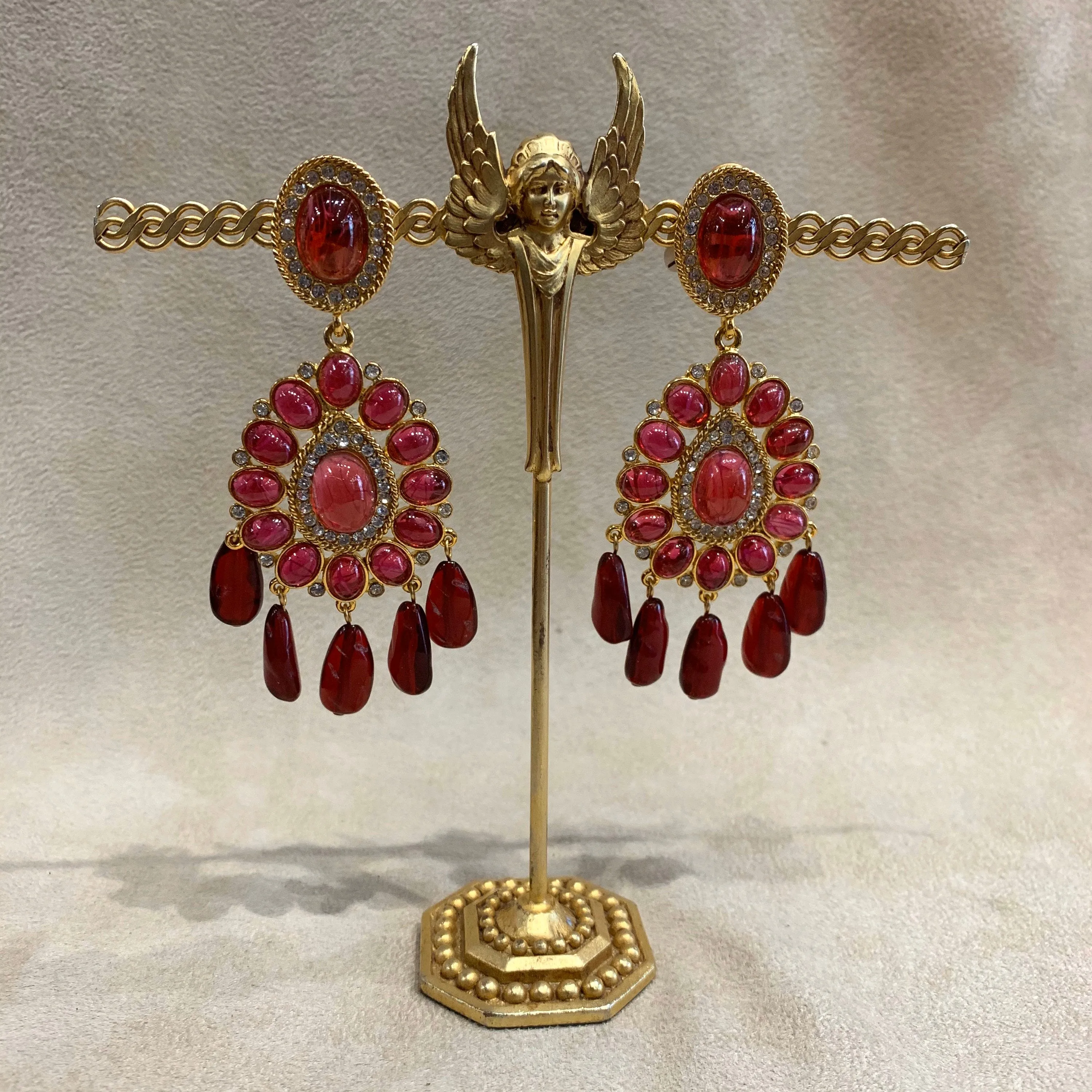 Kenneth Jay Lane Ruby Glass Earrings