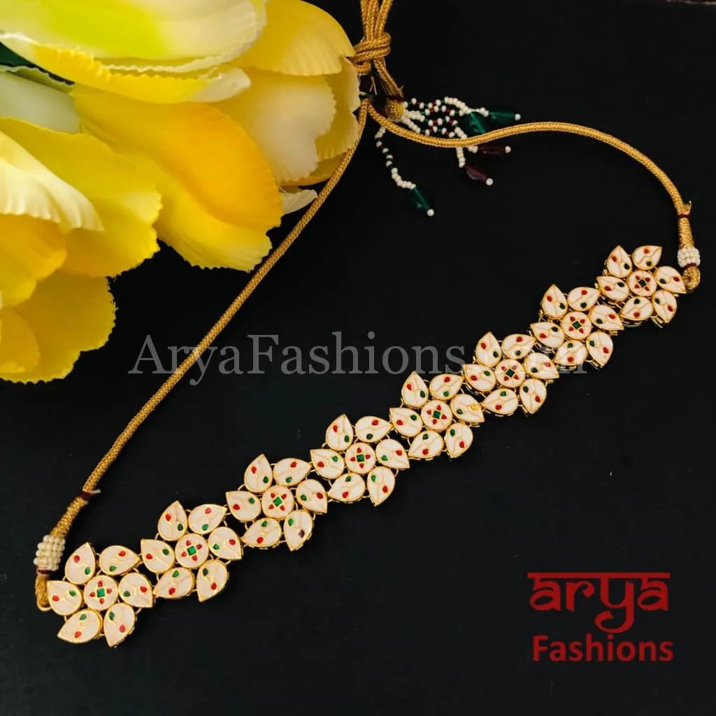 Kundan Flower Choker Necklace with Meenakari back