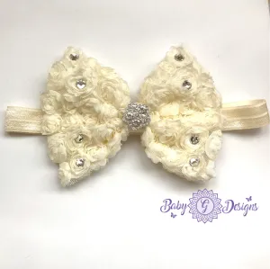 Large ivory Rosette Headband