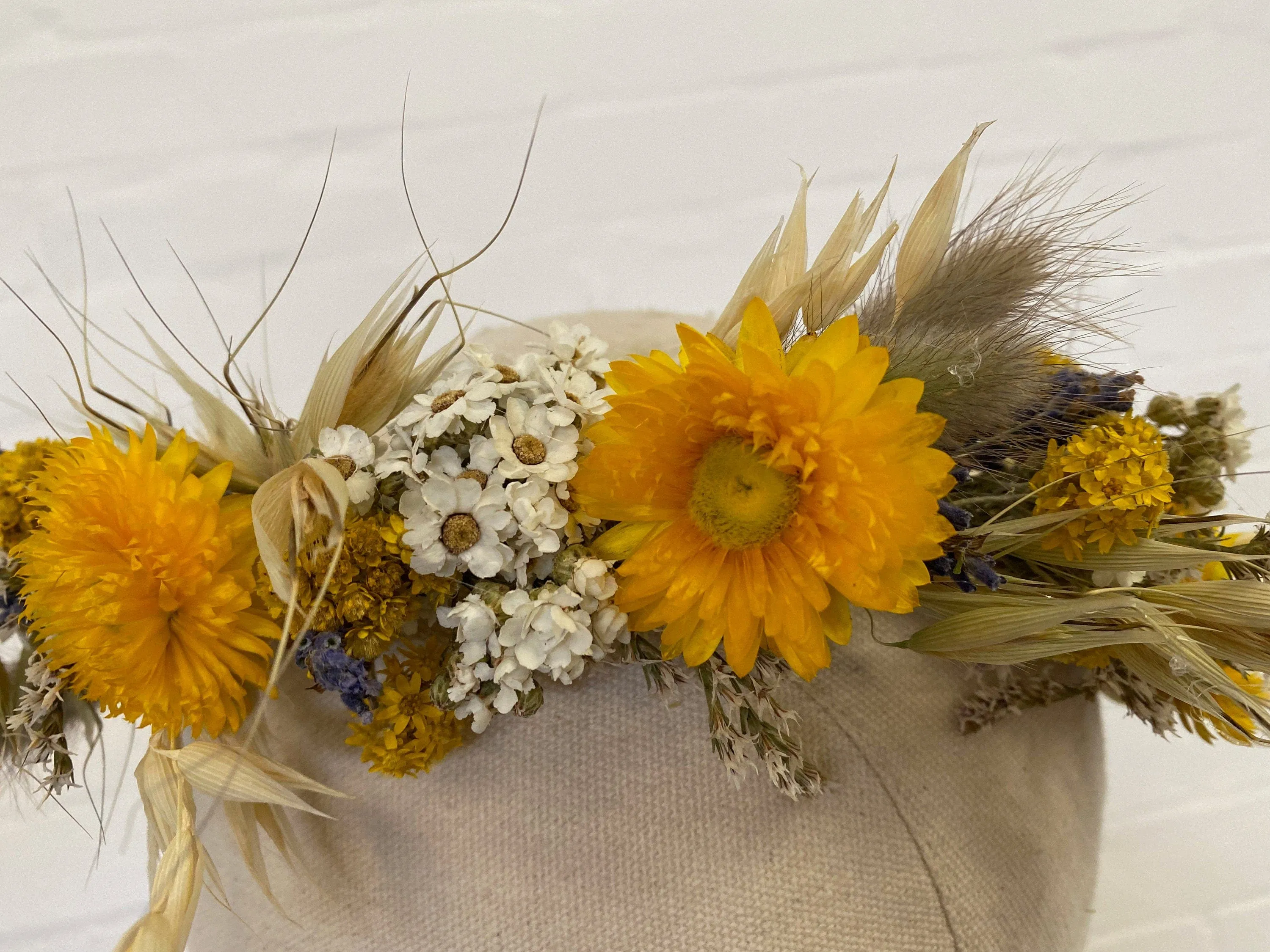 Lavender & Straw Flowers Wildflower Dried Flower Crown / Bridal Crown / Wedding Flower Crown