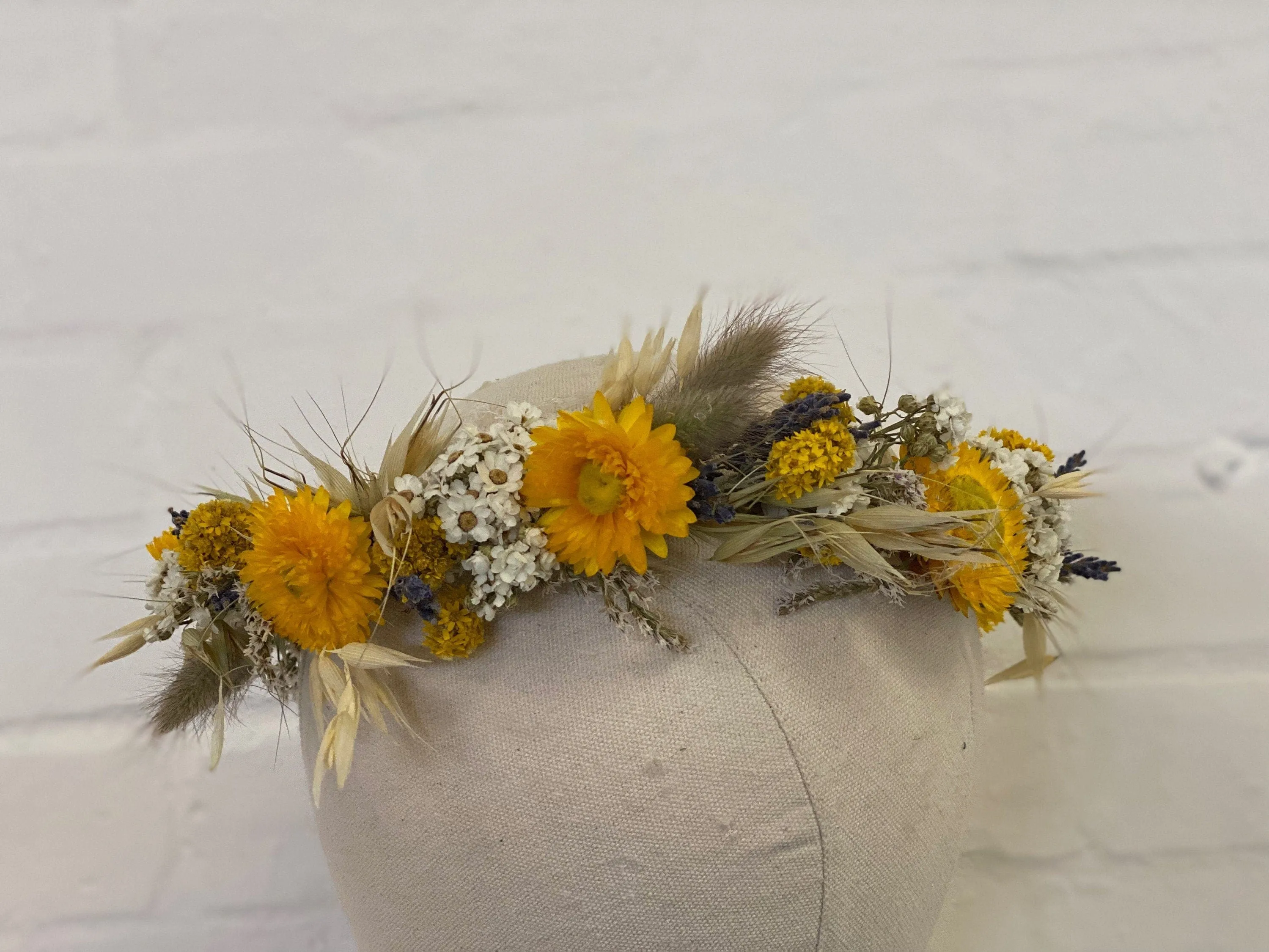 Lavender & Straw Flowers Wildflower Dried Flower Crown / Bridal Crown / Wedding Flower Crown