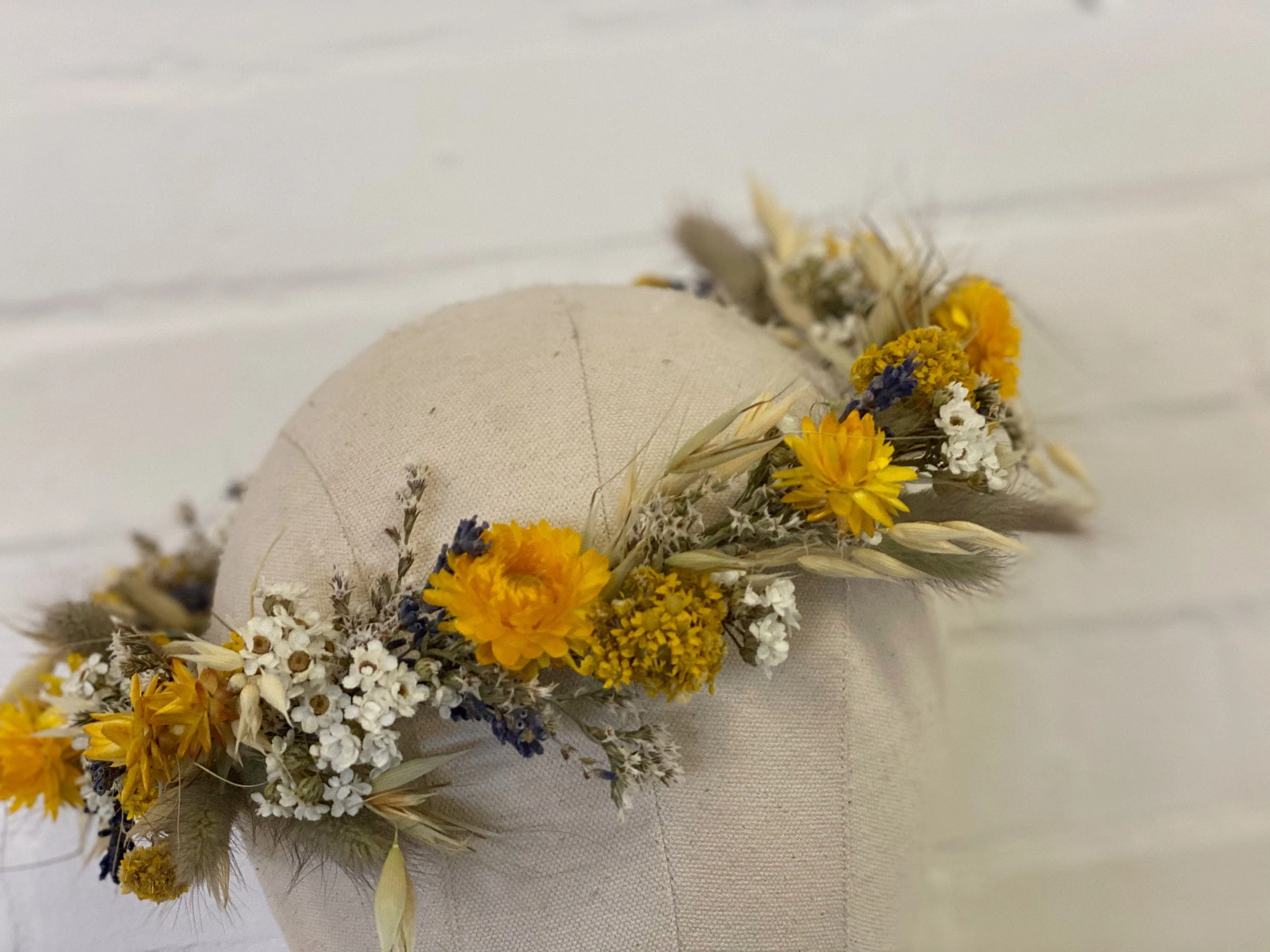 Lavender & Straw Flowers Wildflower Dried Flower Crown / Bridal Crown / Wedding Flower Crown