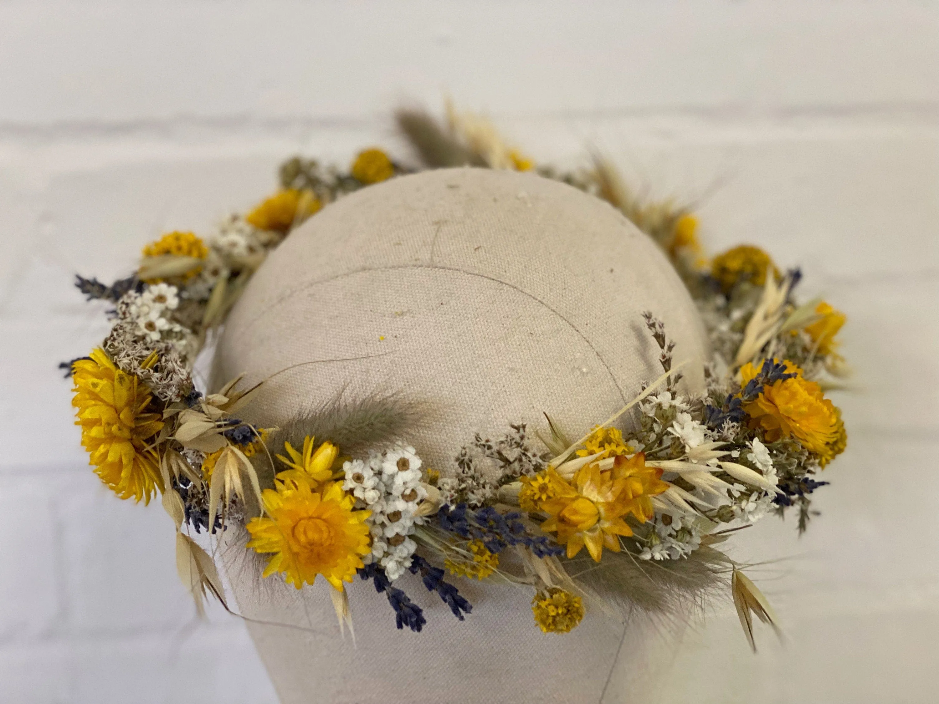 Lavender & Straw Flowers Wildflower Dried Flower Crown / Bridal Crown / Wedding Flower Crown