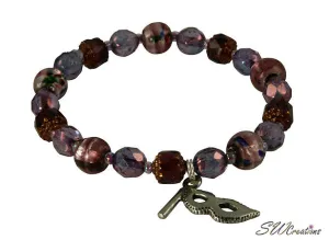 Lavender Multiple Sclerosis Amethyst Mask Beaded Bracelet