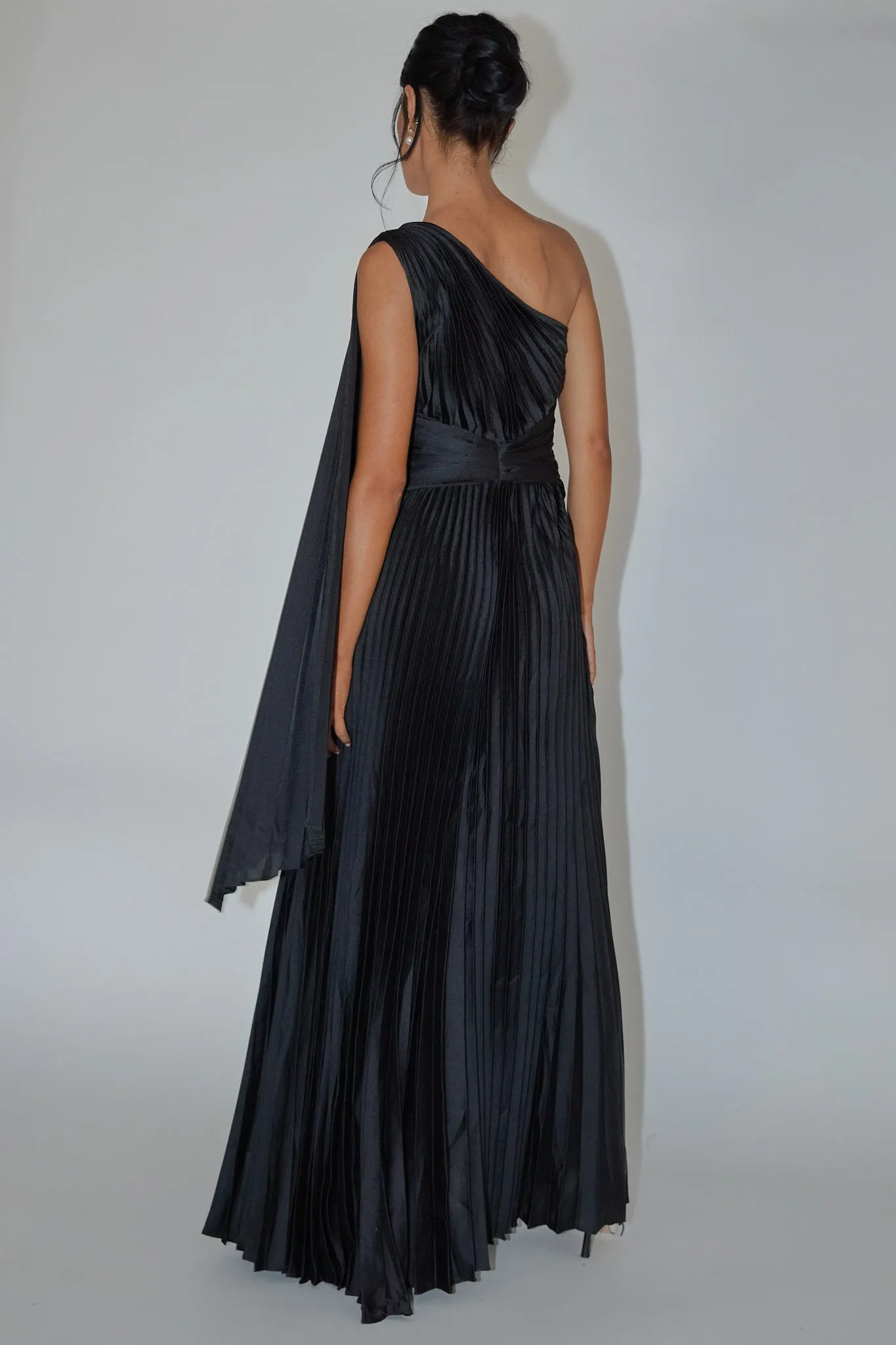 Laxmi Accordion Pleat Maxi Dress Black