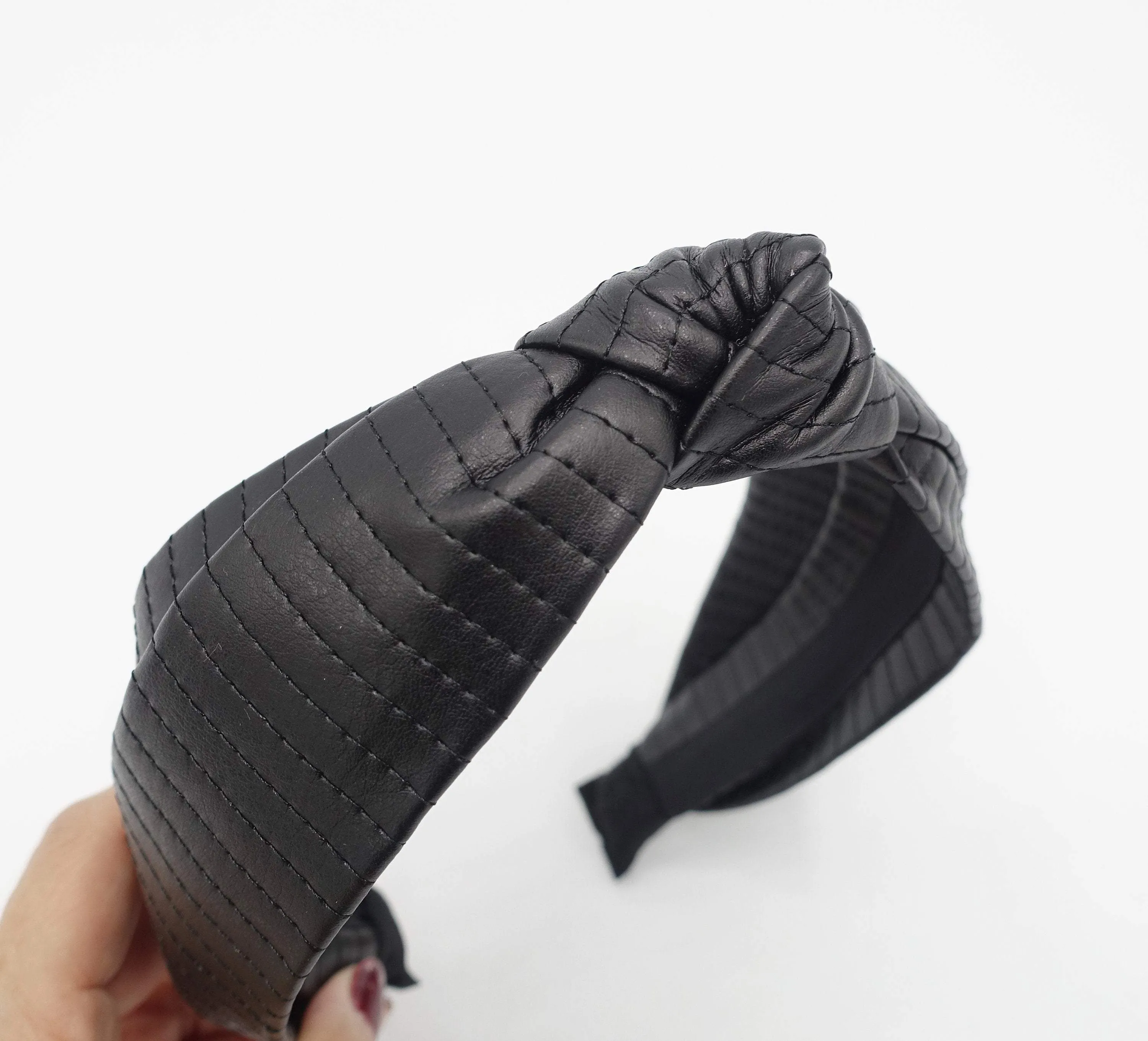 leather headband stitched top knot hairband Fall Winter headband for women ish Fall Winter hairband women hair accessories