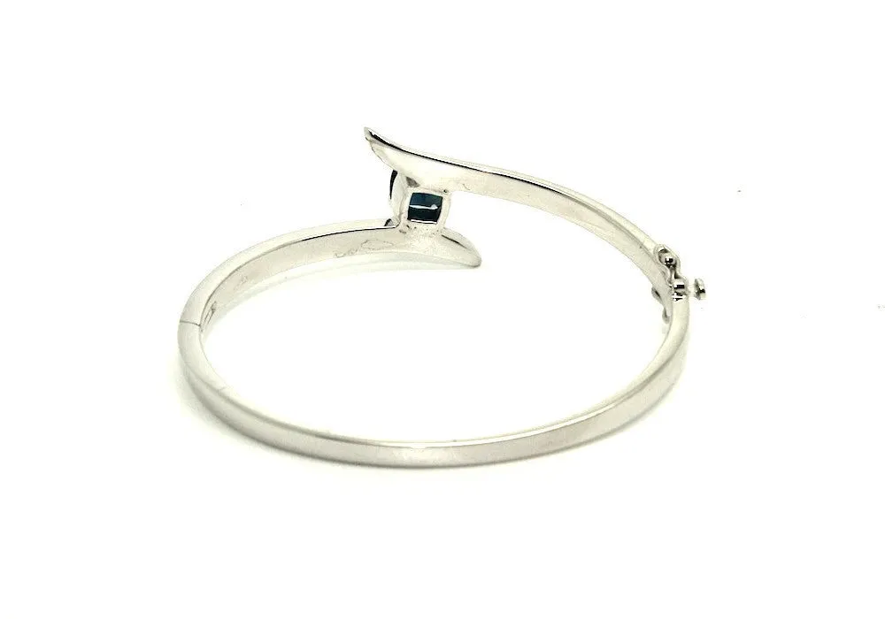 London Blue Topaz Cross Silver Bangle