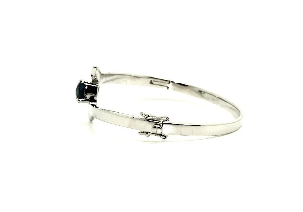 London Blue Topaz Cross Silver Bangle