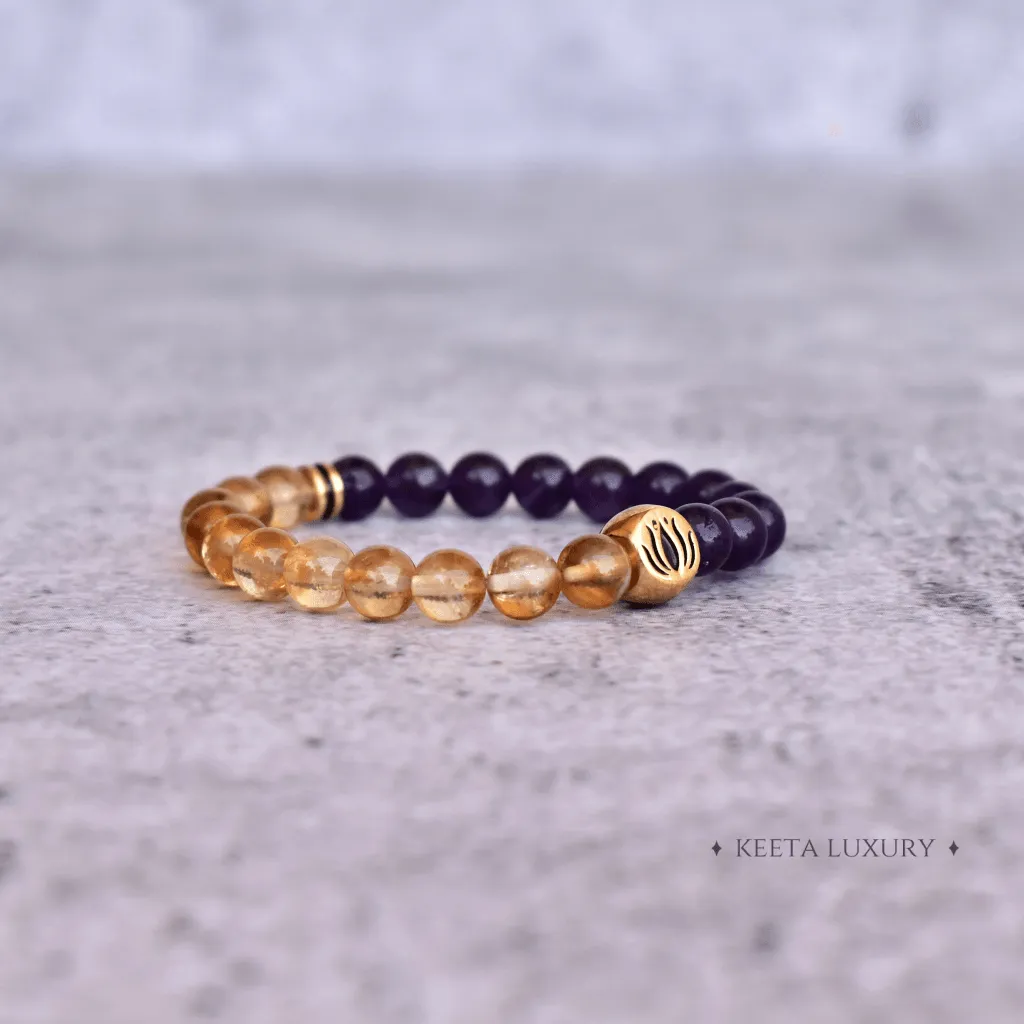 Lotus Bloom - Citrine and Amethyst Bracelets