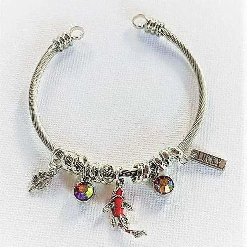 Lucky Koi Cuff Bangle Bracelet