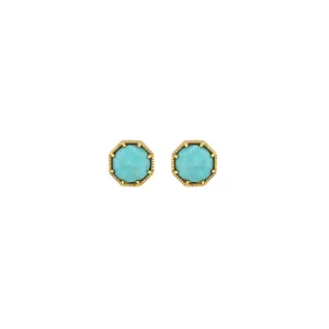 Maman Crown Bezel Turquoise Earrings