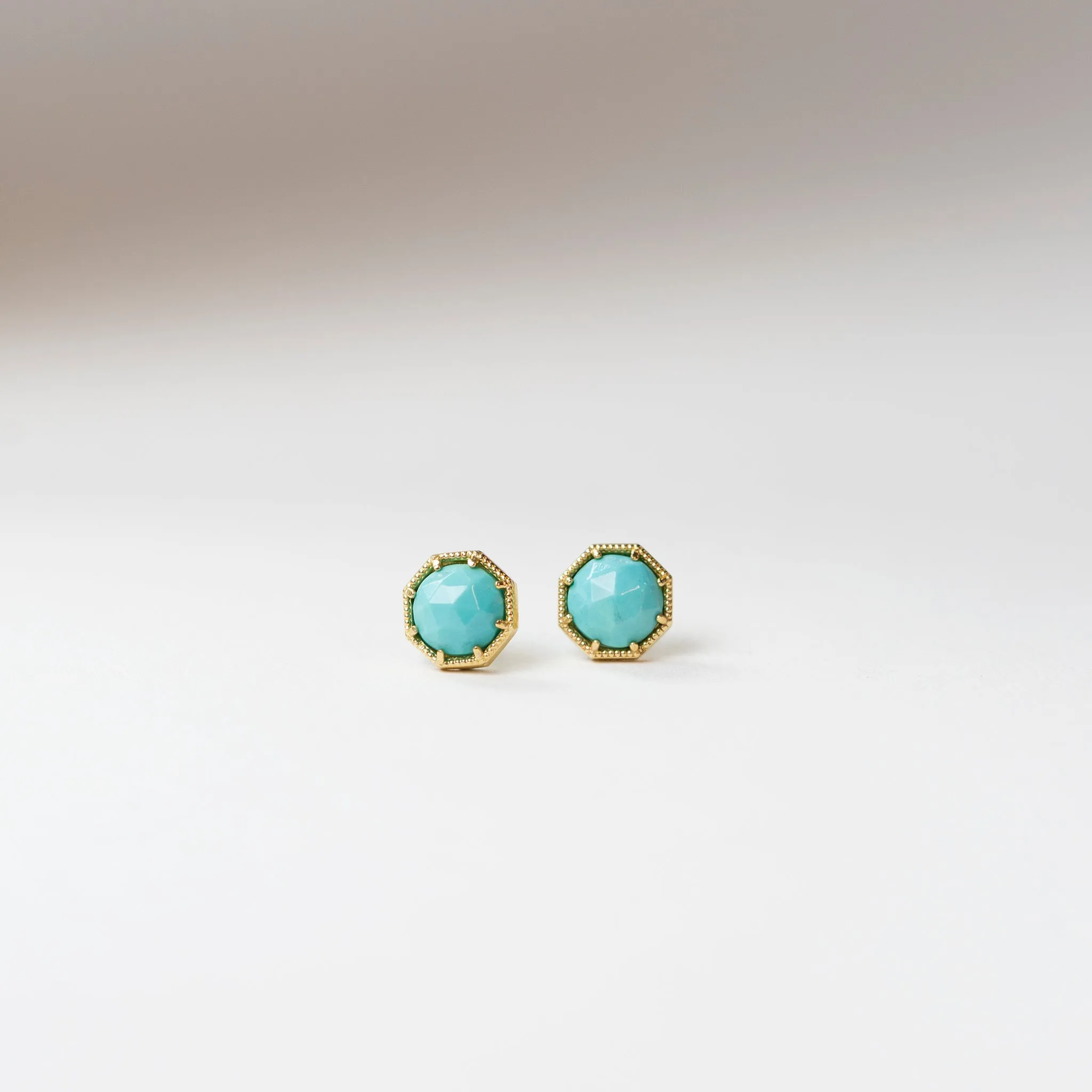 Maman Crown Bezel Turquoise Earrings