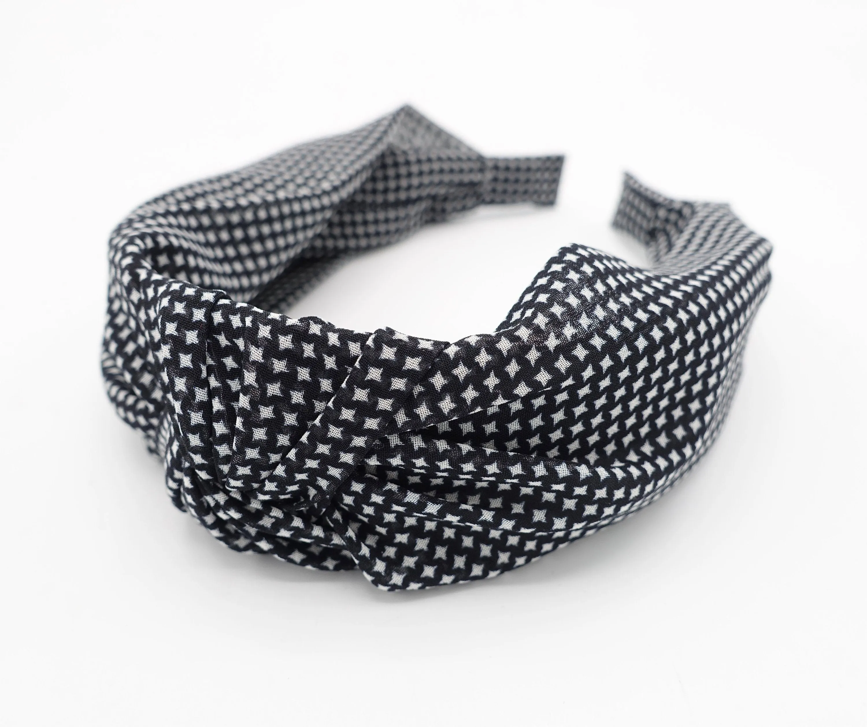 micro houndstooth knot headband chiffon hairband for women