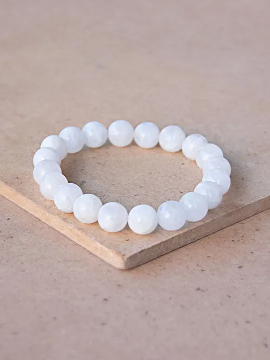 Milky Moonstone Bead Bracelet