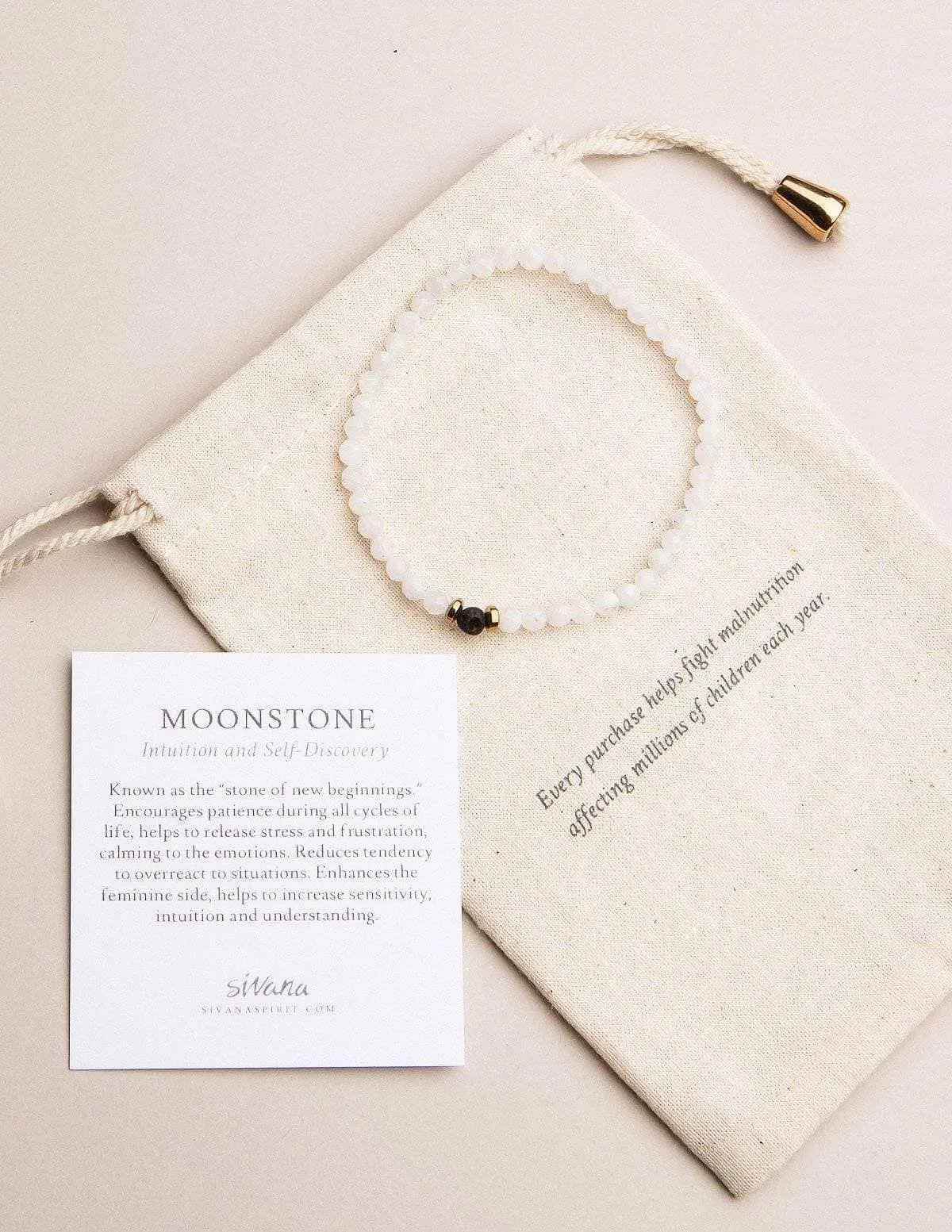 Moonstone & Lava Mini Gemstone Bracelet