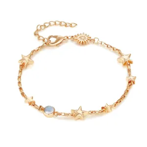 Moonstone Gold Star Bracelet- Lonely Planet