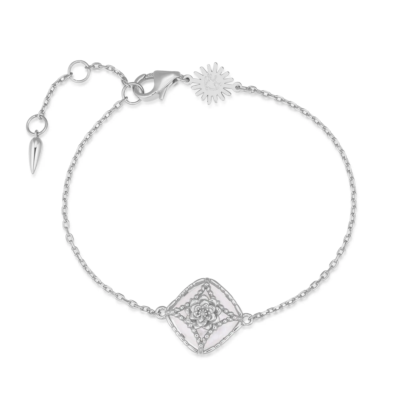 Moonstone Silver Bracelet - Water Lily