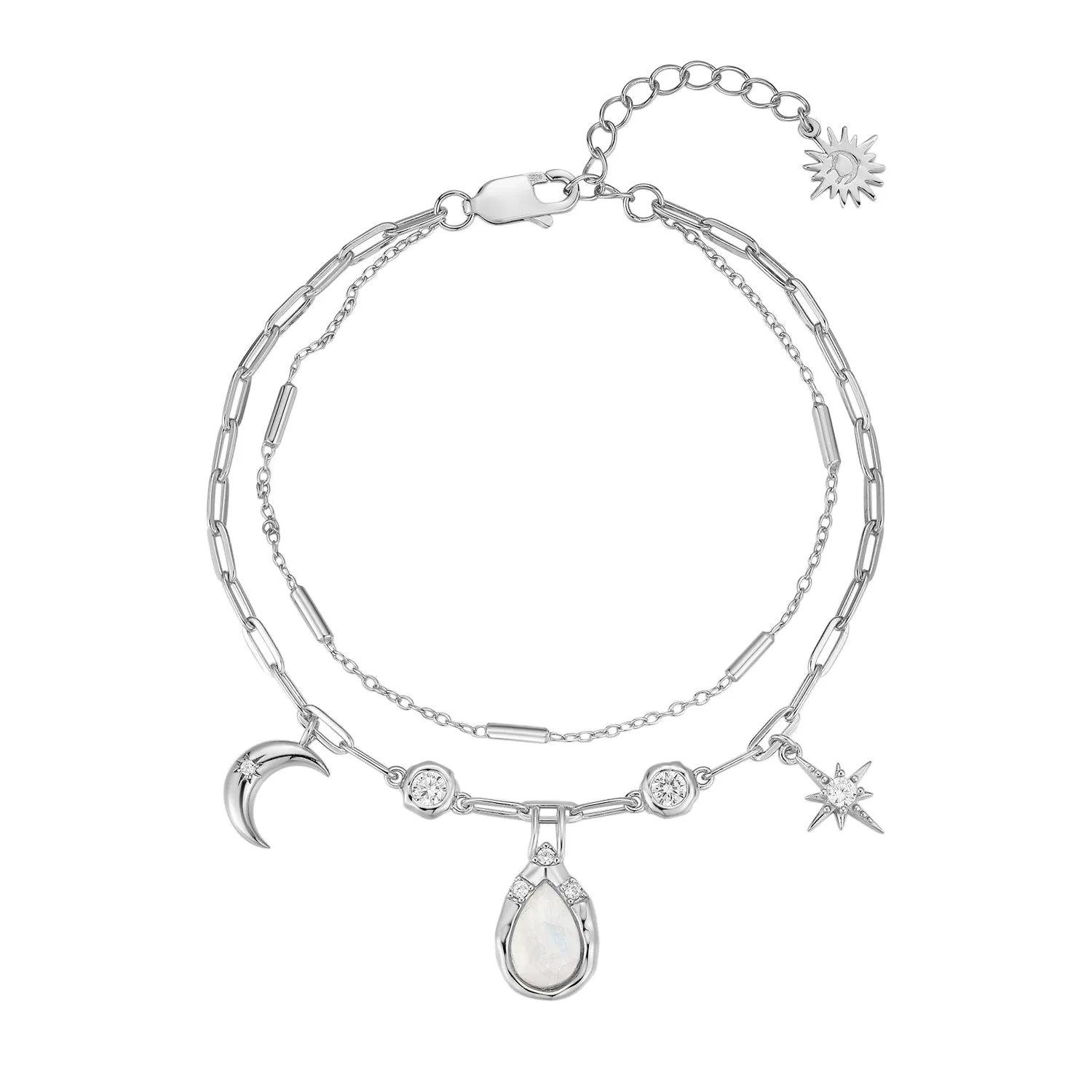 Moonstone Silver Layered Bracelet - New Moon wishes