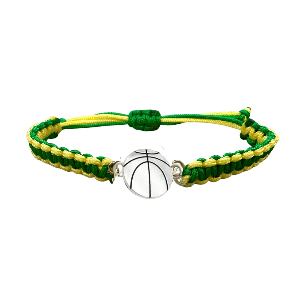 Multi Colored Silver Basketball Rope Bracelet - Pick Color