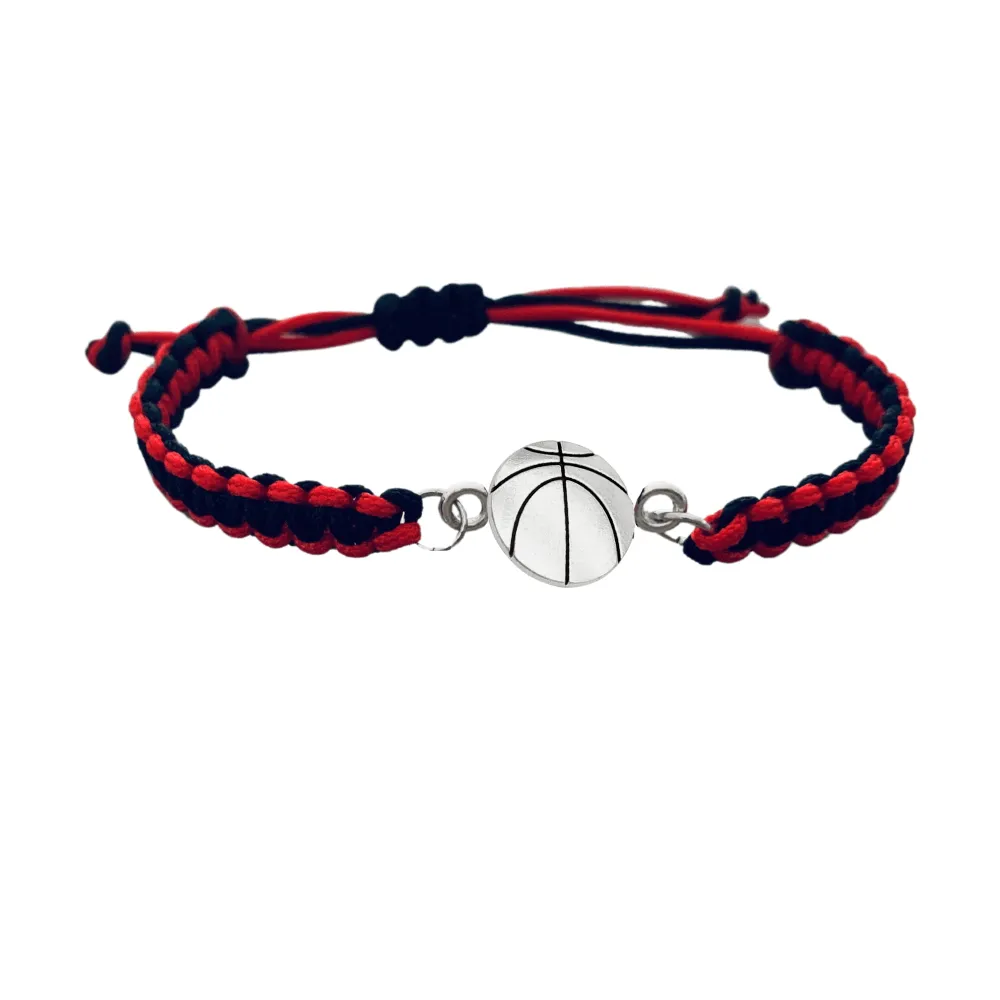 Multi Colored Silver Basketball Rope Bracelet - Pick Color