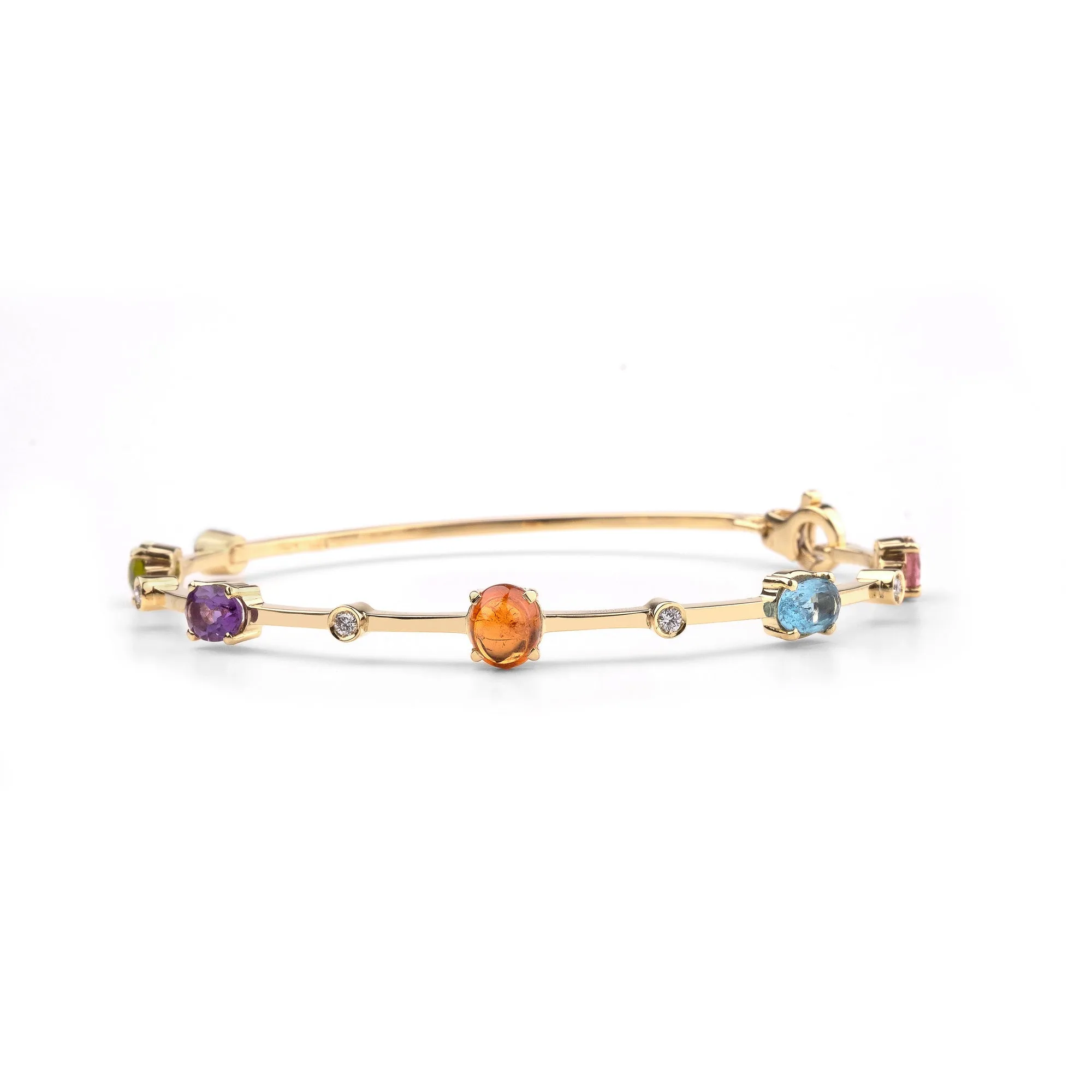 Multi coloured gemstones 18k yellow gold bracelet