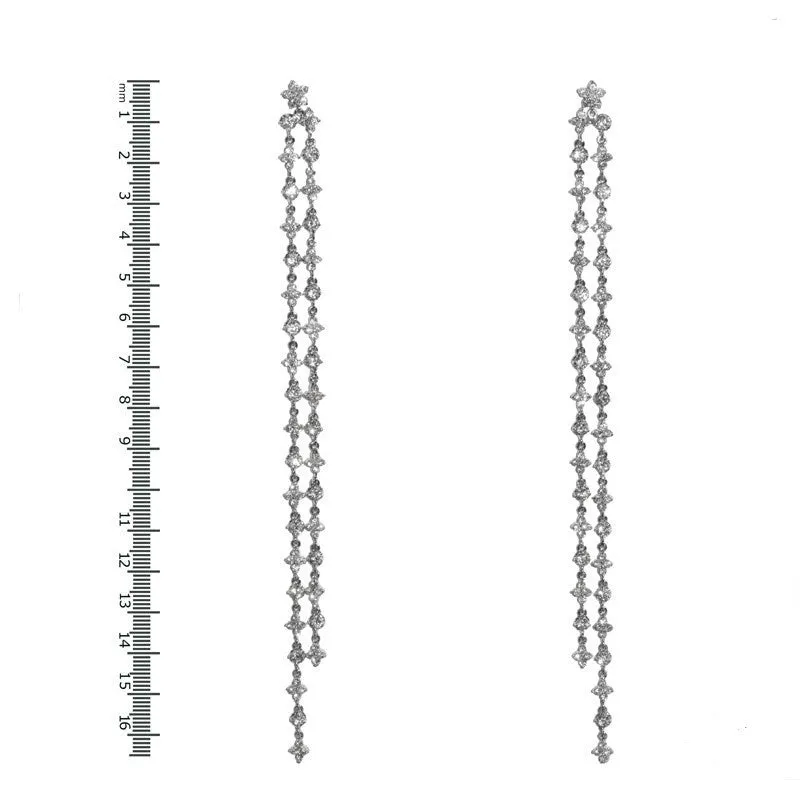 Mysta CZ Linear Chandelier Earrings | 200mm