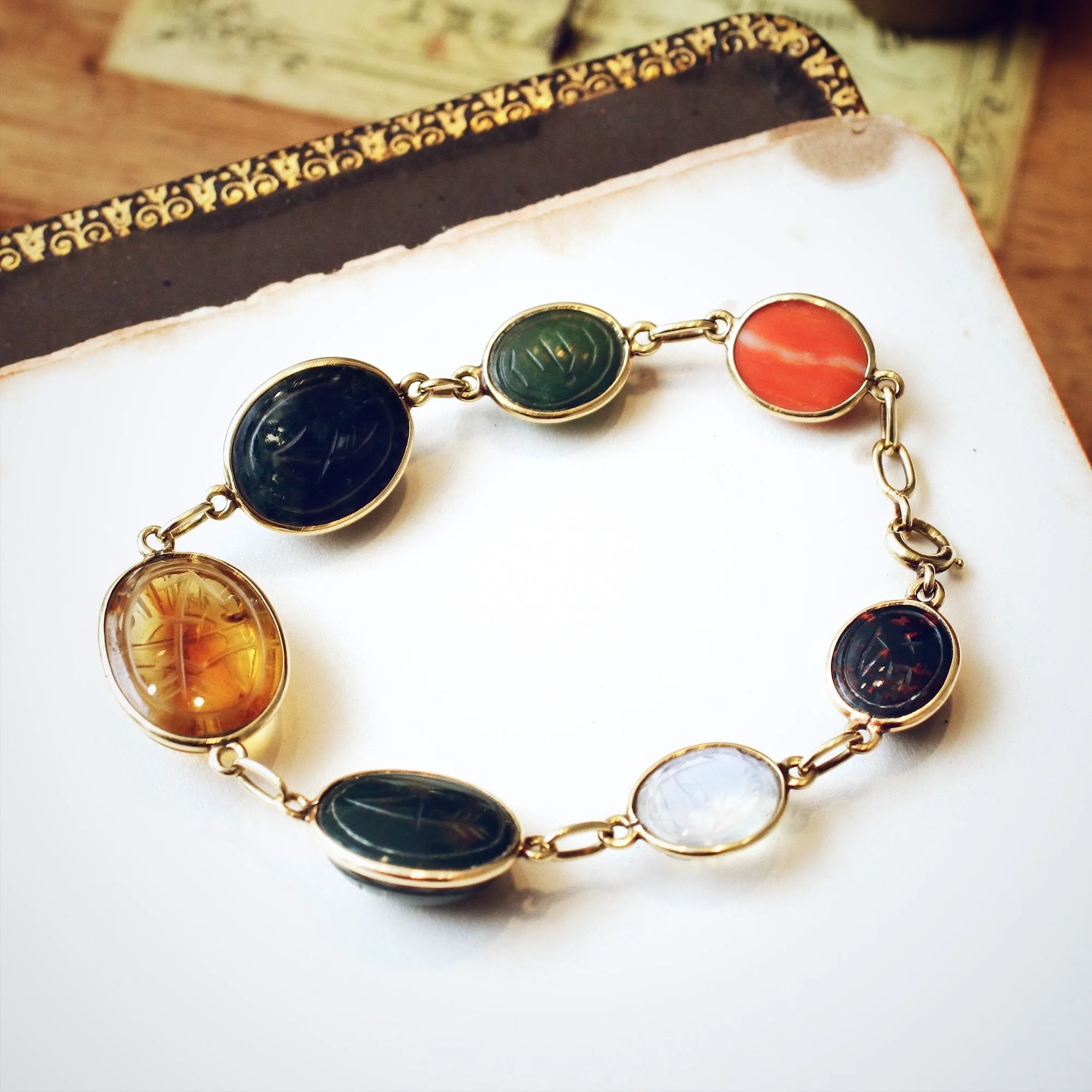 Mystical Vintage 14ct Gold Scarab Bracelet