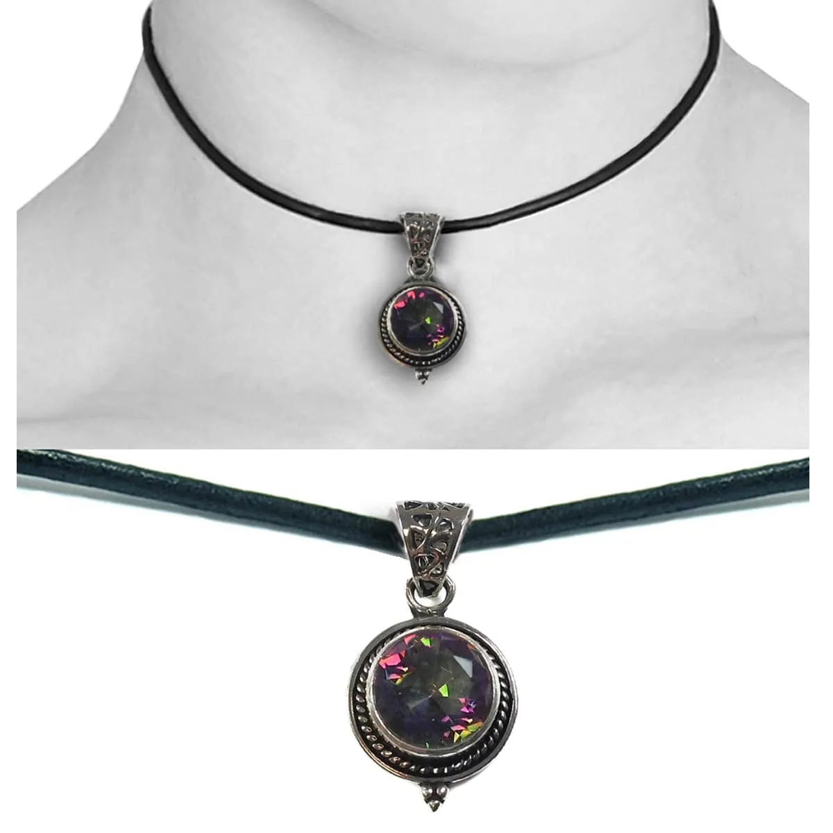 NEW: Mystic Topaz Gothic Leather Choker