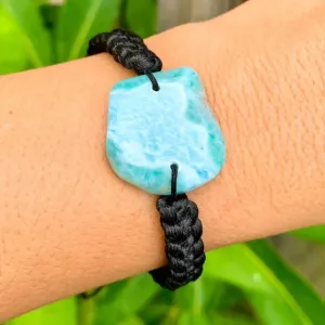 Ocean Blue Larimar Adjustable Macrame Bracelet