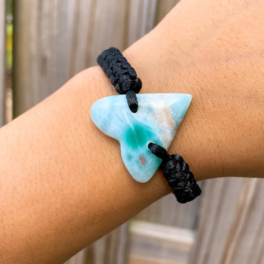 Ocean Blue Larimar Adjustable Macrame Bracelet