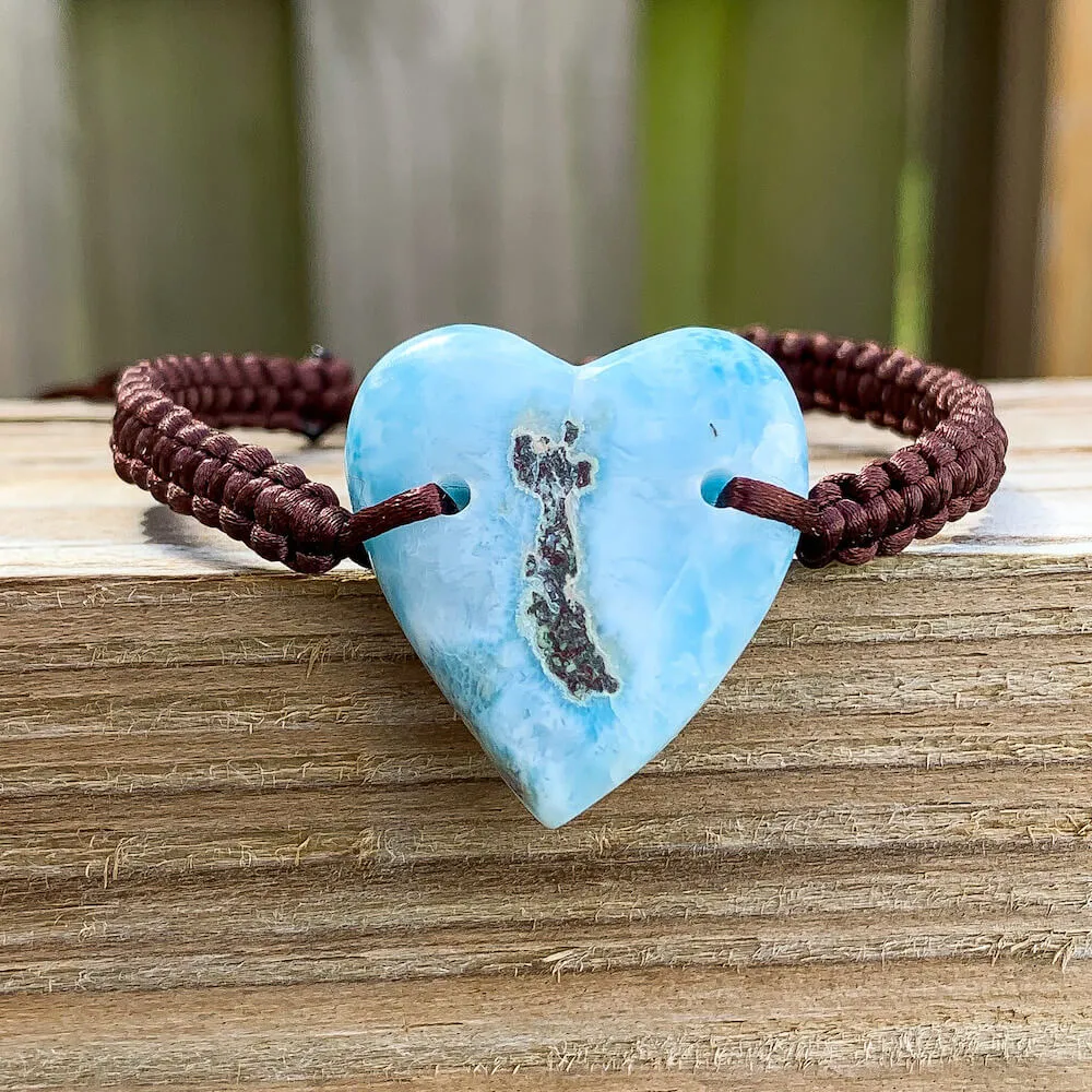 Ocean Blue Larimar Adjustable Macrame Bracelet