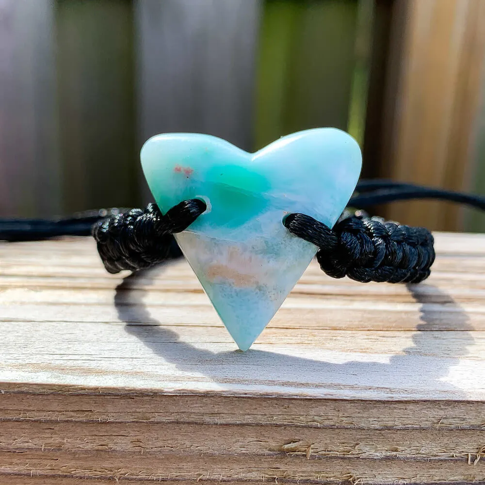 Ocean Blue Larimar Adjustable Macrame Bracelet