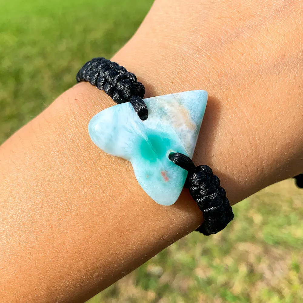 Ocean Blue Larimar Adjustable Macrame Bracelet