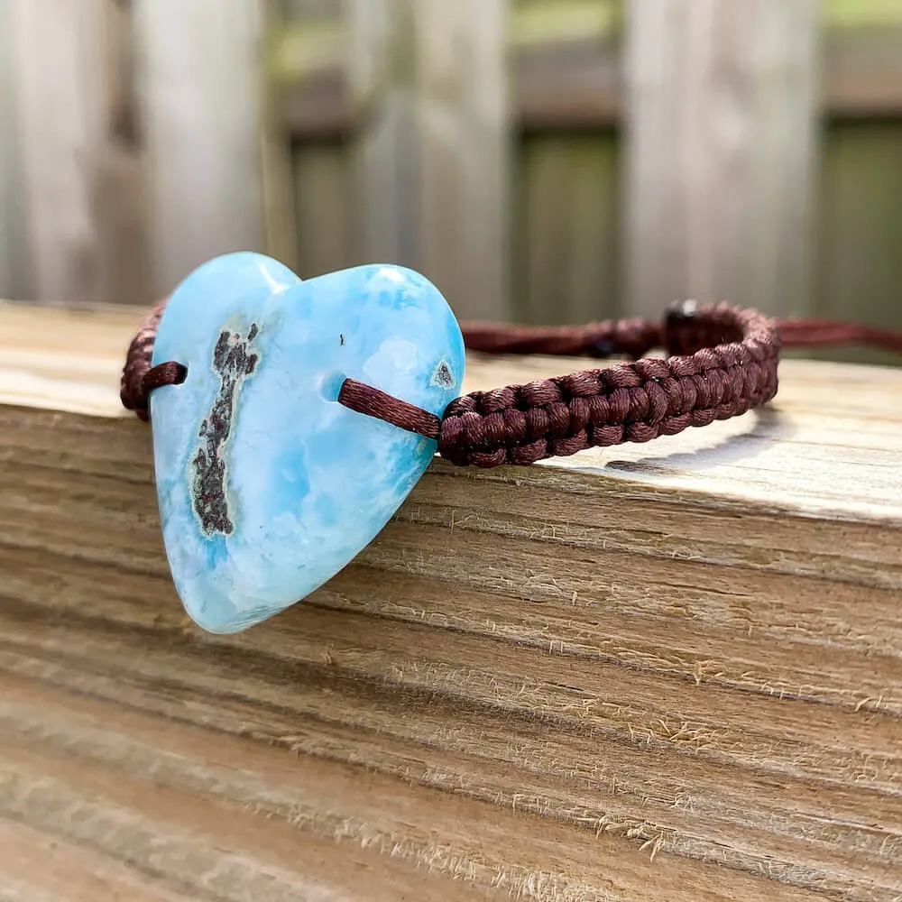 Ocean Blue Larimar Adjustable Macrame Bracelet