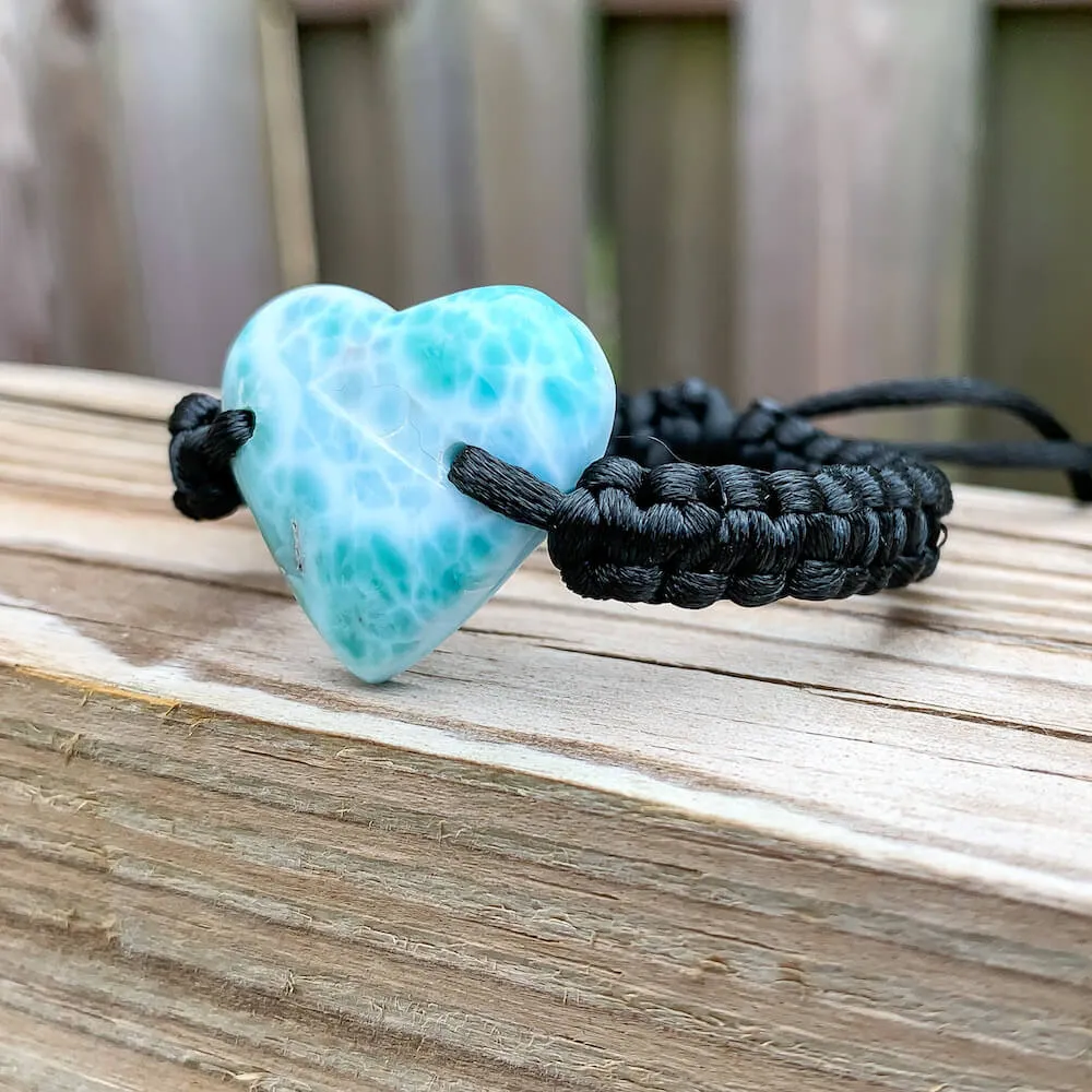 Ocean Blue Larimar Adjustable Macrame Bracelet