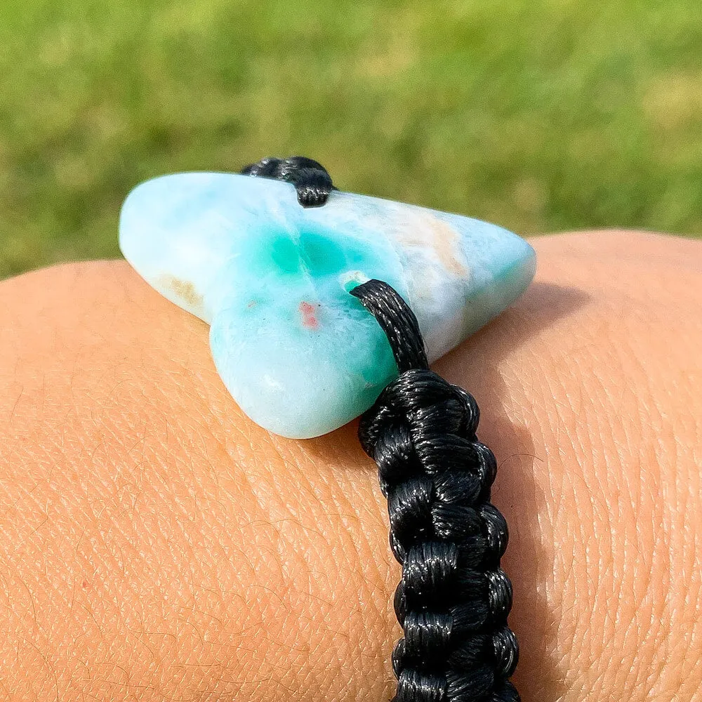 Ocean Blue Larimar Adjustable Macrame Bracelet