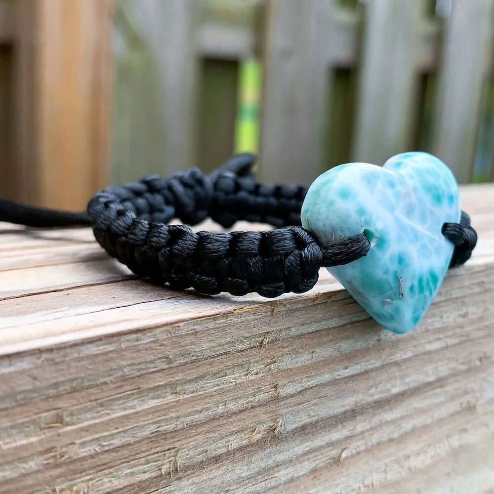 Ocean Blue Larimar Adjustable Macrame Bracelet