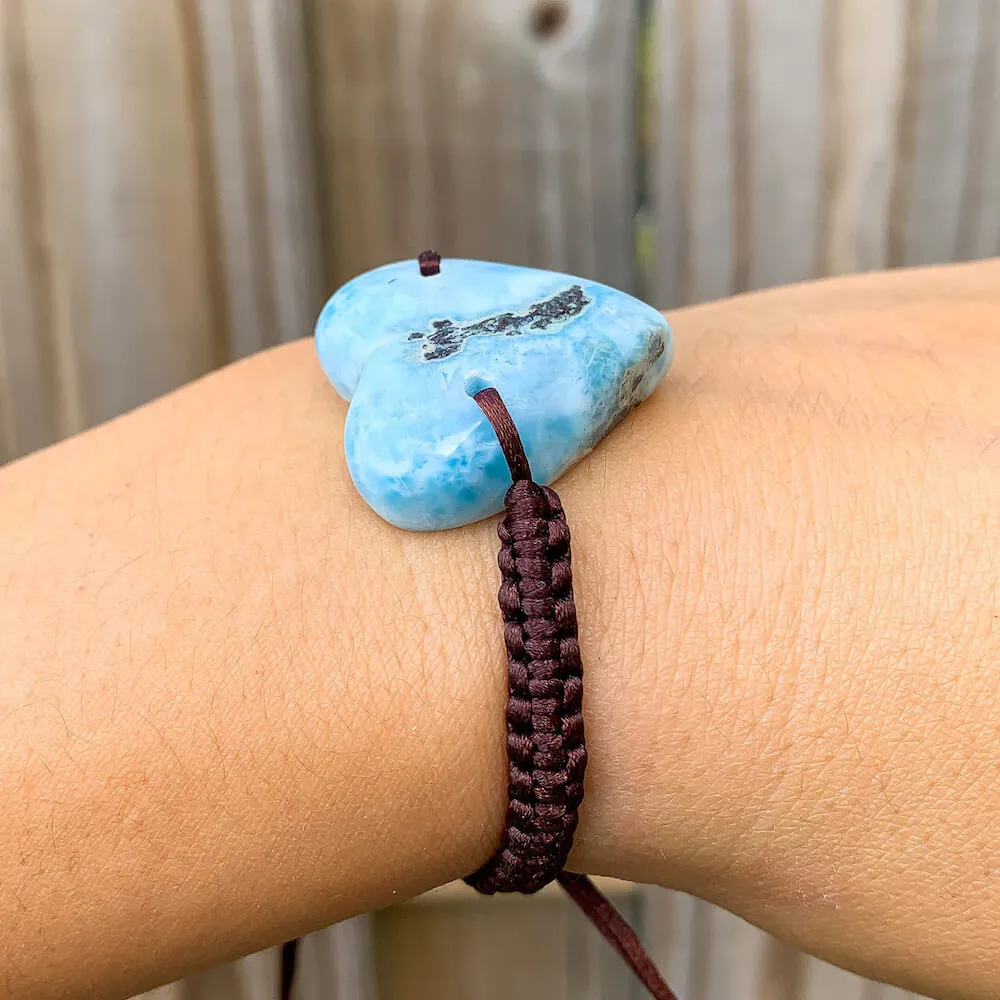 Ocean Blue Larimar Adjustable Macrame Bracelet