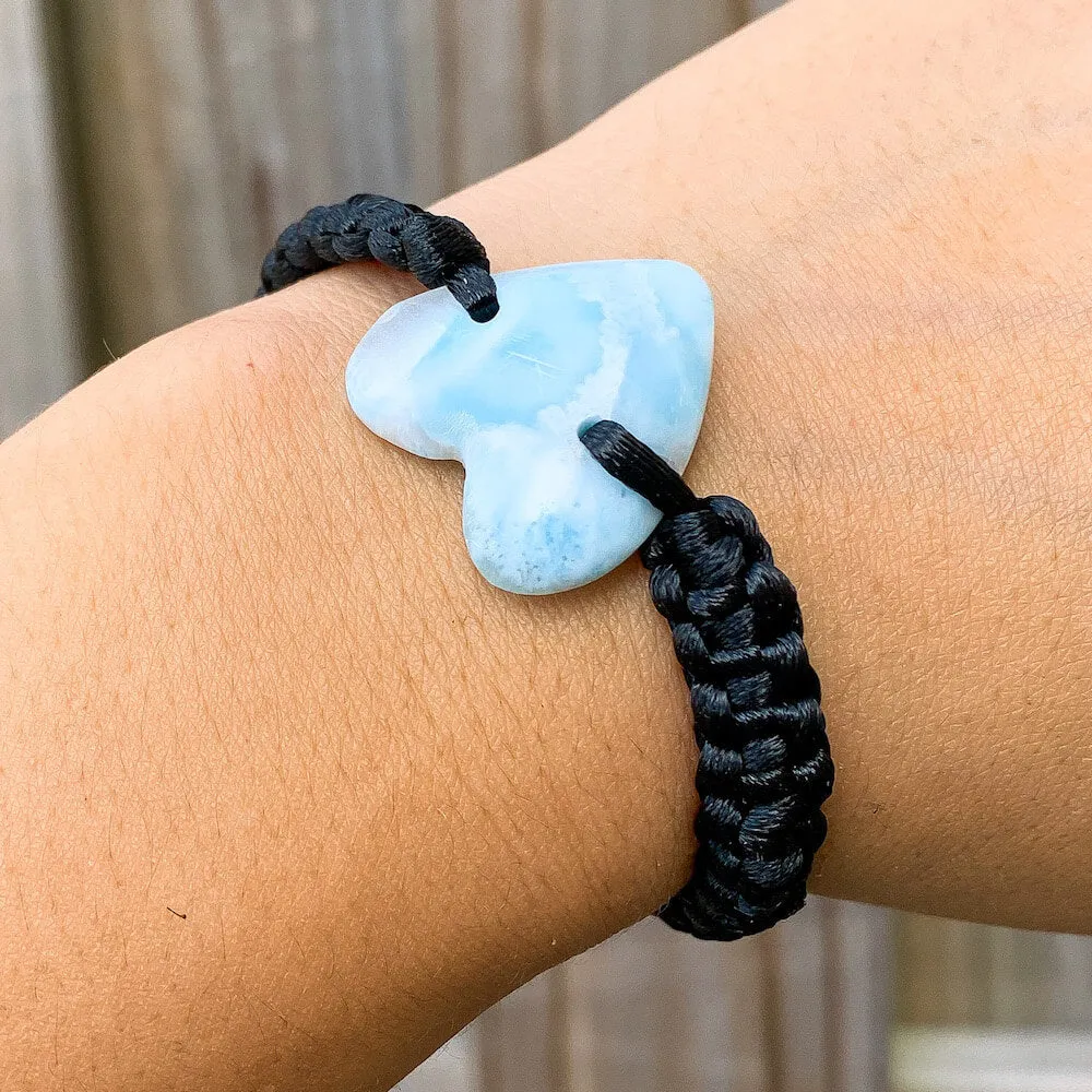 Ocean Blue Larimar Adjustable Macrame Bracelet