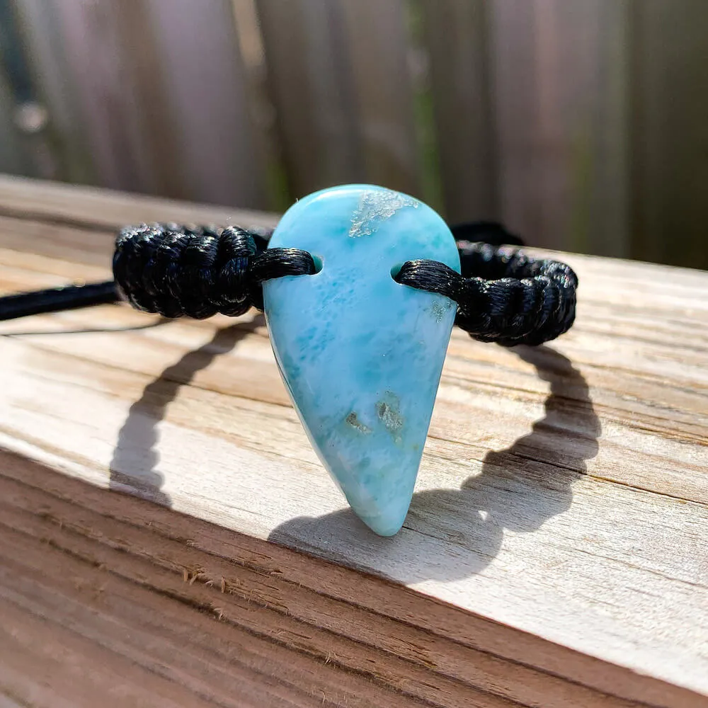 Ocean Blue Larimar Adjustable Macrame Bracelet