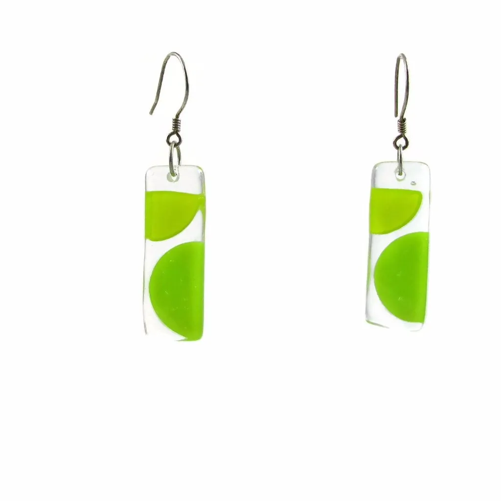 Onda Glass Earrings - Lime Green