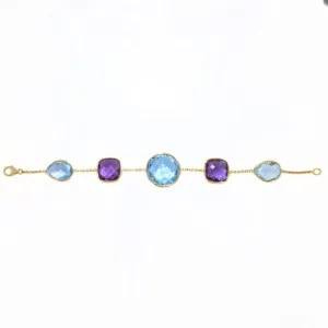 One of a Kind Amethyst and Blue Topaz Bracelet